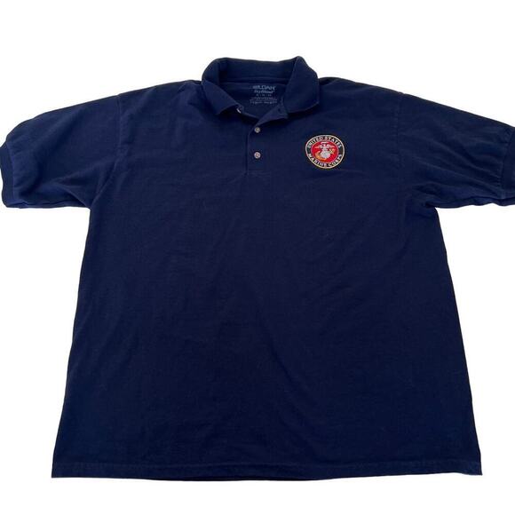 Gildan Dry Blend Navy U.S. Marine Crops Short Sleeve Polo- XL - Picture 1 of 7